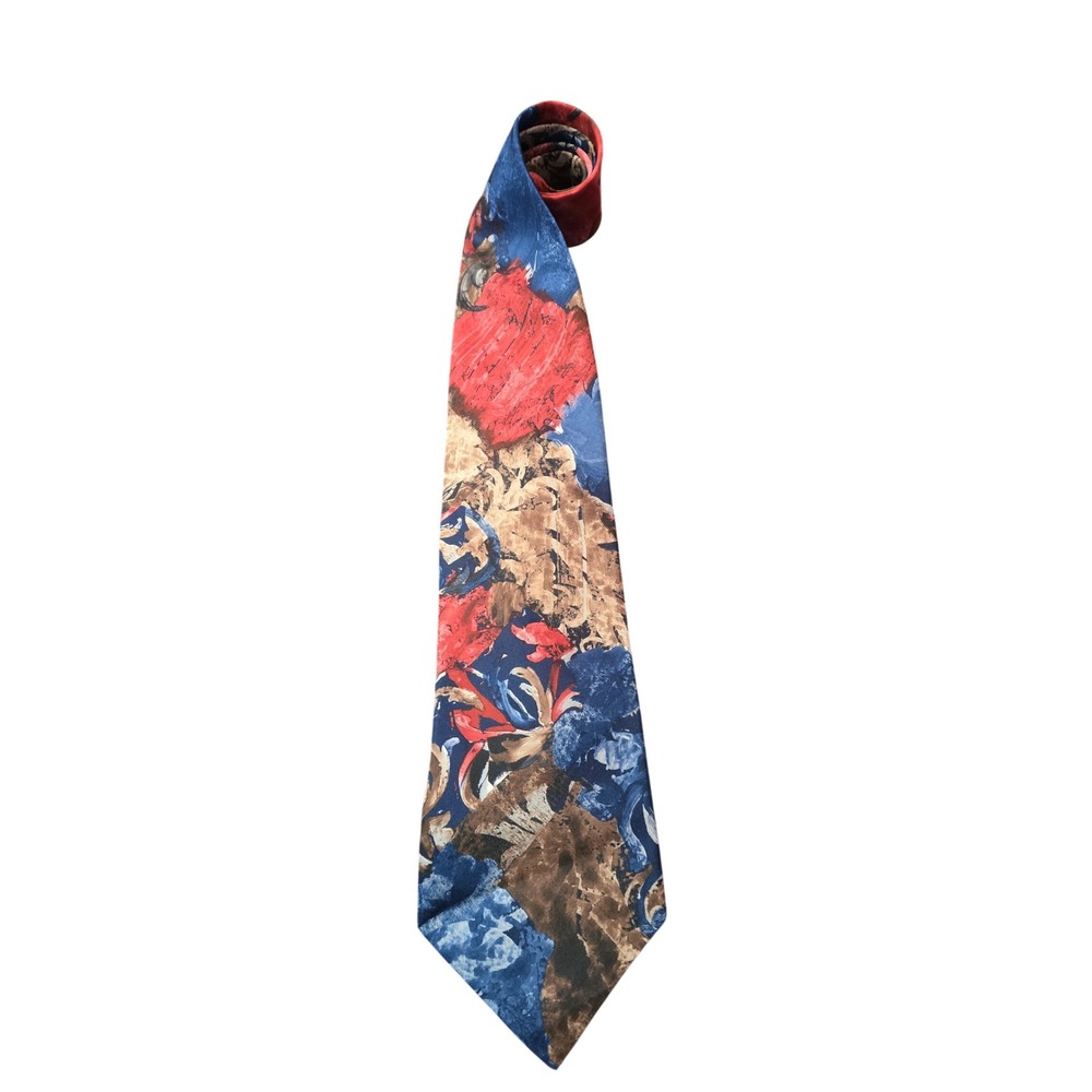 Van Gogh Collection Mens Silk Tie Abstract Floral Impressionist Blue Red Brown